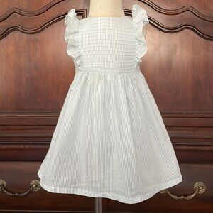 Edgehill Collection Dress & Bloomers 18M Blue Stripe Smocked Flutter Sleeve